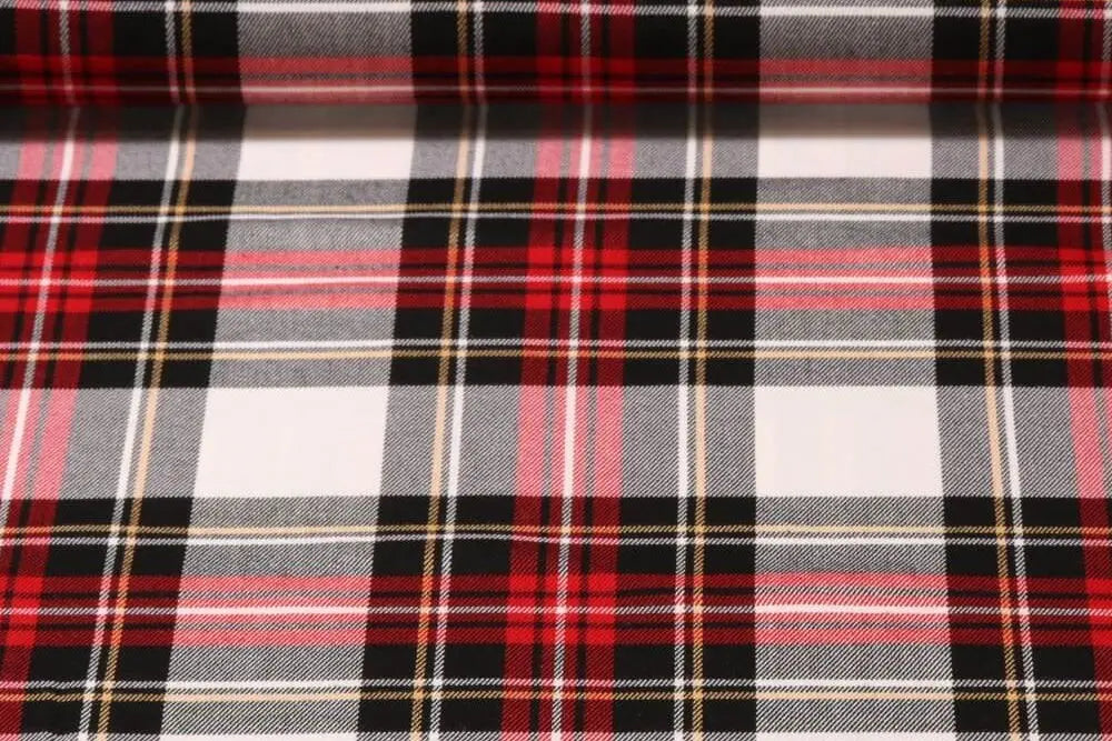 White & Red Scottish Fabric