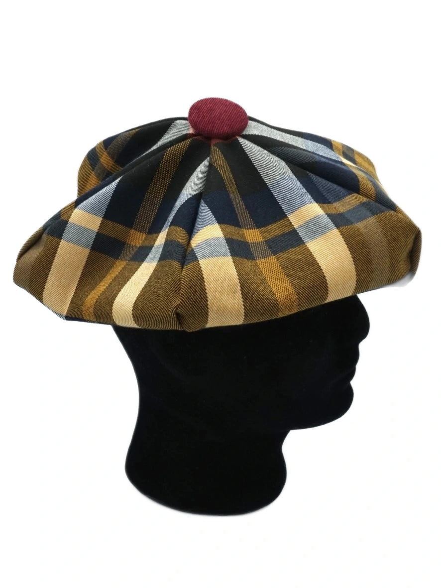 Béret Réversible Personnalisé, tartan marron