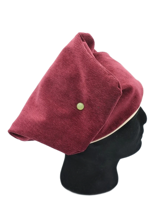 Bonnet "Phrygien" Personnalisé (doublure en satin synthétique) en velours côtelé rouge