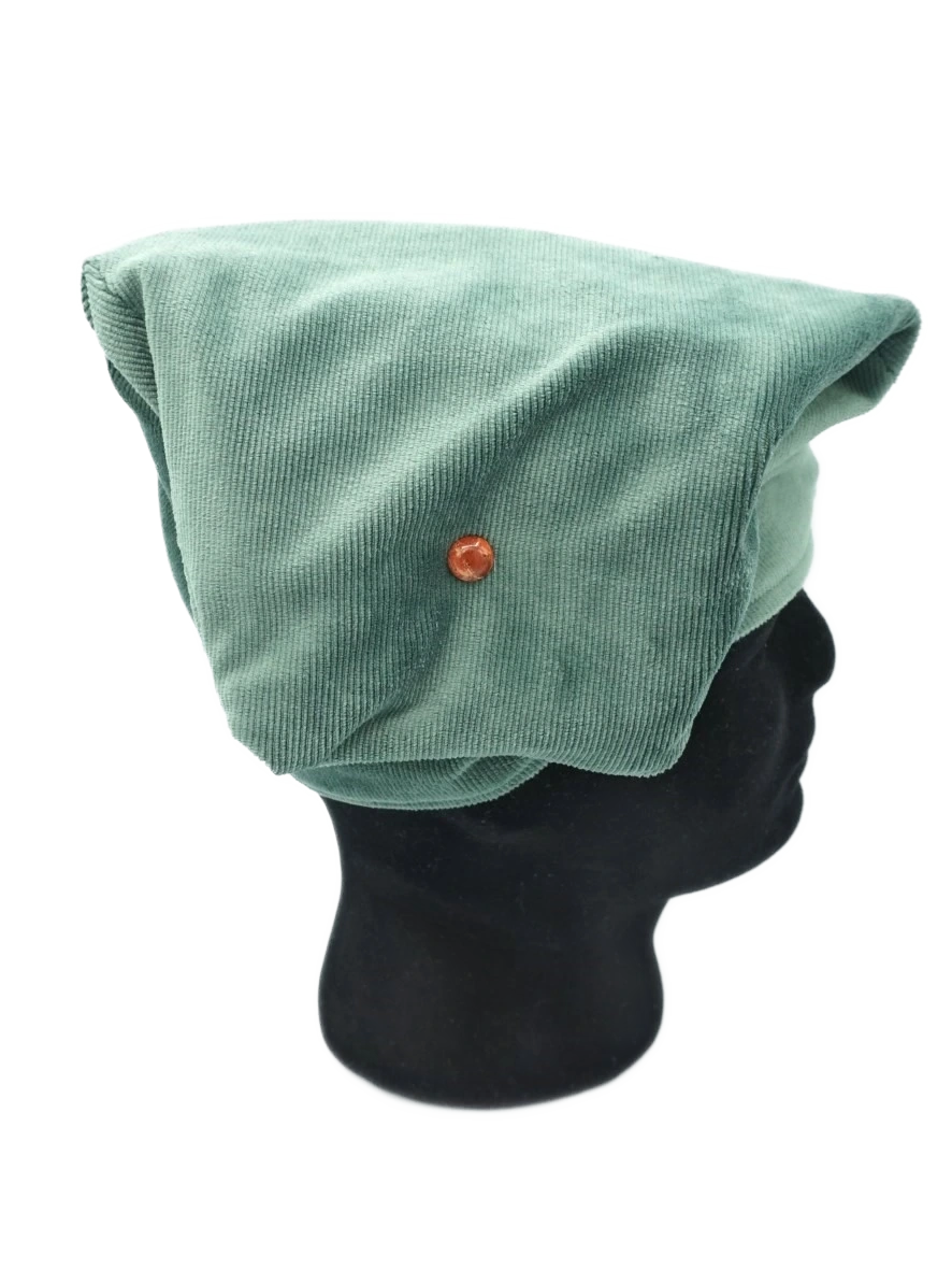 Bonnet "Phrygien" Personnalisé (doublure en satin synthétique)  en velours côtelé vert