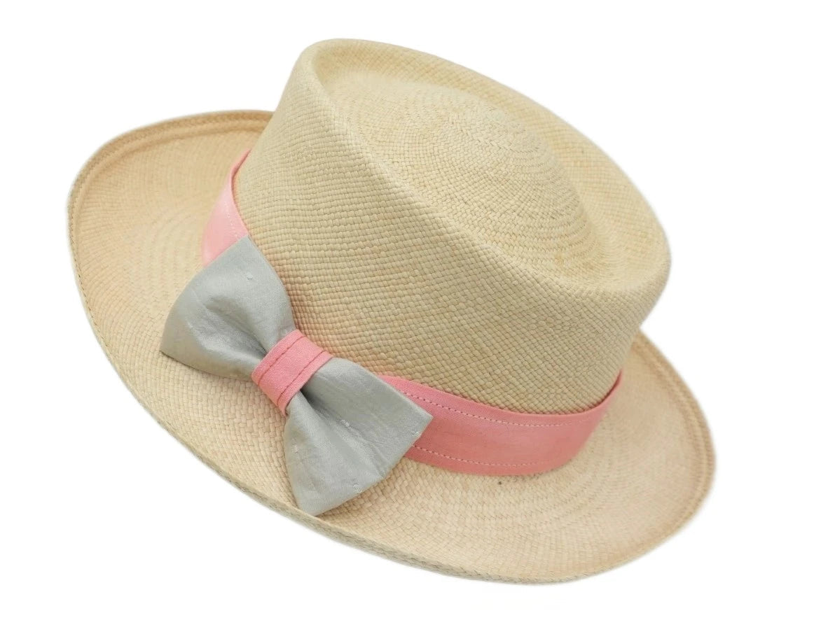 Composez votre ruban de chapeau en soie naturelle & toile sur un panama