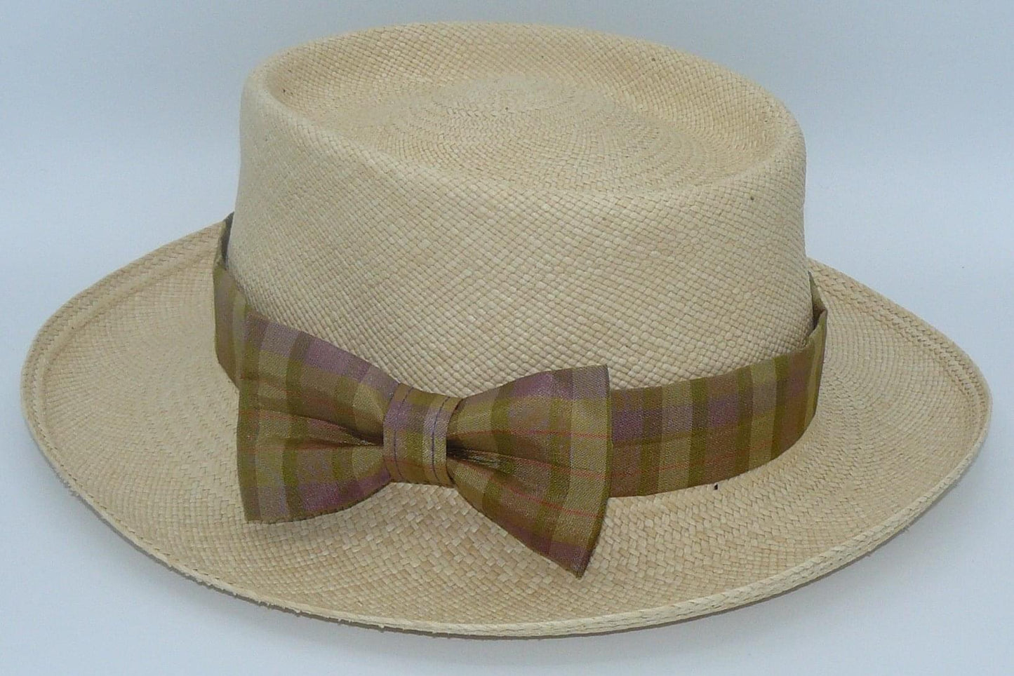 Composez votre ruban de chapeau PapHat en tartan marron sur panama