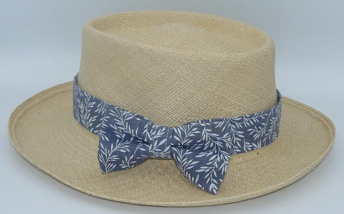 Composez votre ruban de chapeau PapHat en Tissu Fantaisie, fleurs bleues