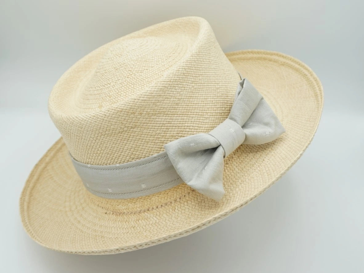 Composez votre ruban de chapeau PapHat mono tissu en soie naturelle sur panama