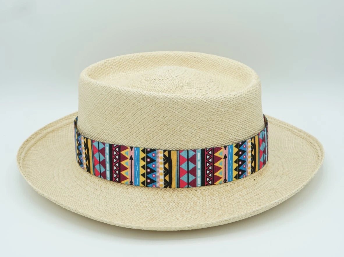 Ruban de chapeau ethnique PapHat Light "Gros Grain 3" sur panama