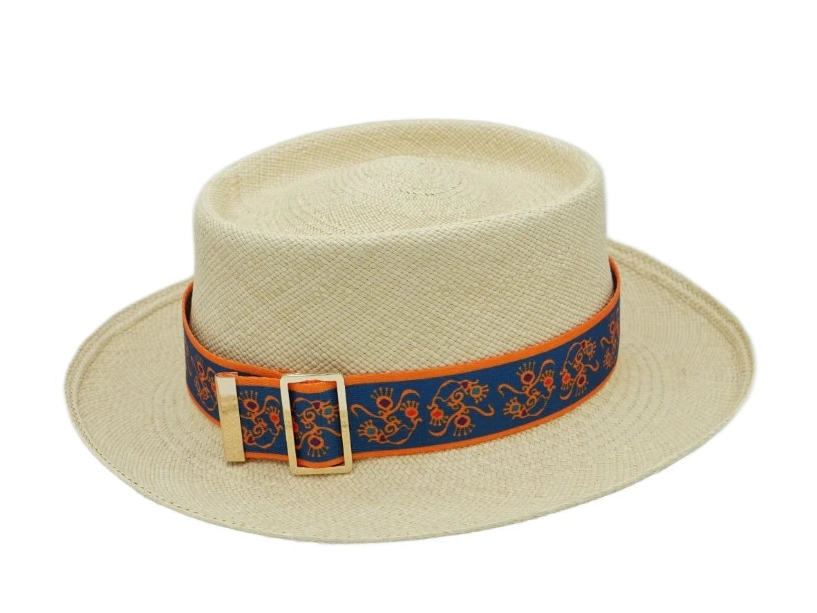 Ruban de chapeau ethnique PapHat Light "Gros Grain 4" sur panama