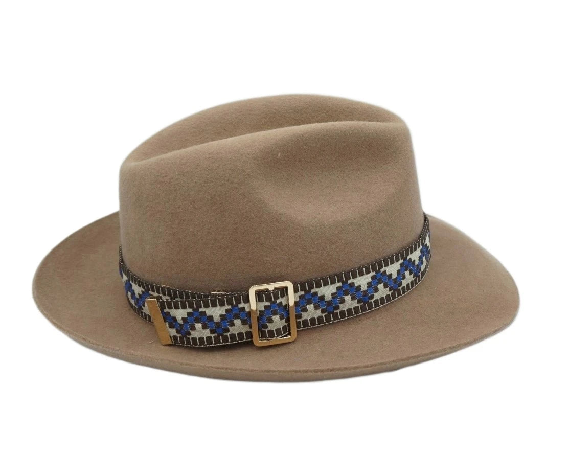 Ruban de chapeau ethnique PapHat Light "Gros Grain 7" sur un fédora