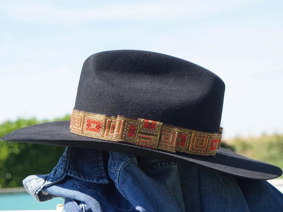 Ruban de chapeau ethnique PapHat Light "Gros Grain Lamé Or" sur stetson country