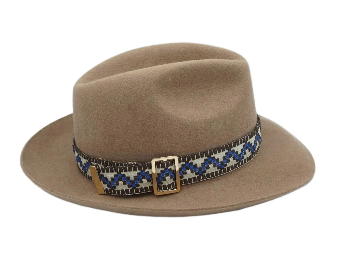 Ruban de chapeau PapHat Ethnique "Bleu & Noir", côté boucle ajustable