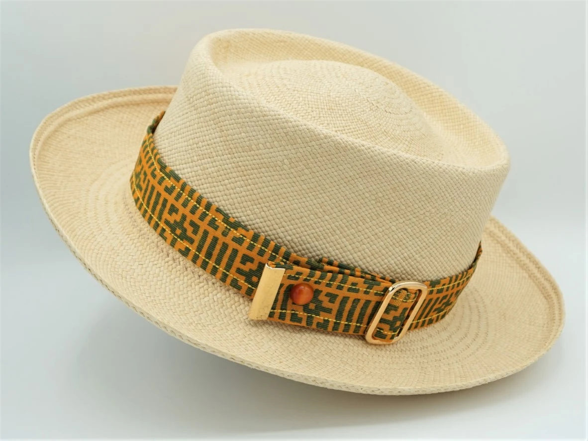 Ruban de chapeau PapHat ethnique "Sari Lamé Or", côté boucle