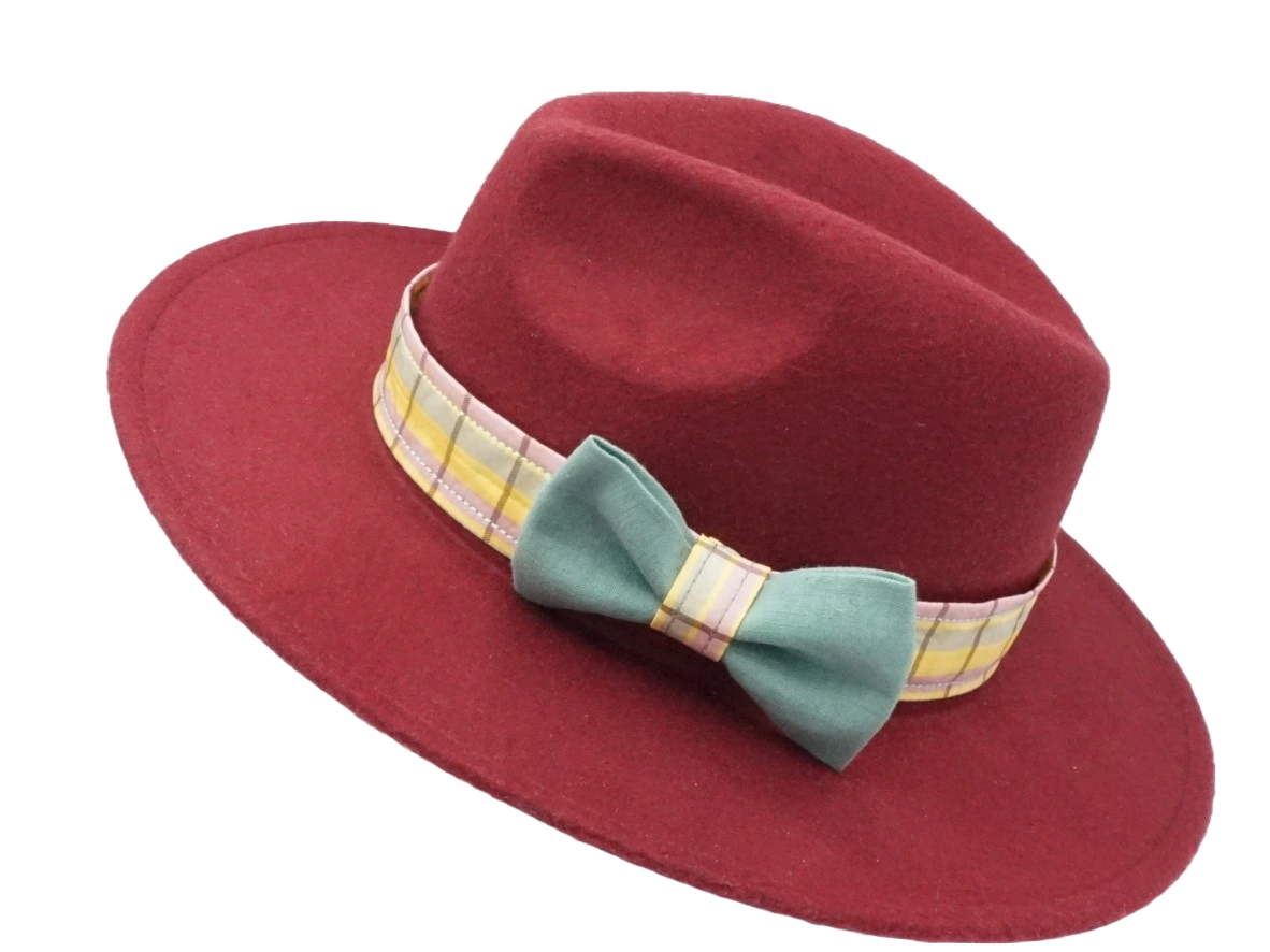 Ruban de Chapeau PapHat "Fraîcheur Menthol" canvas & tartan sur un fédora