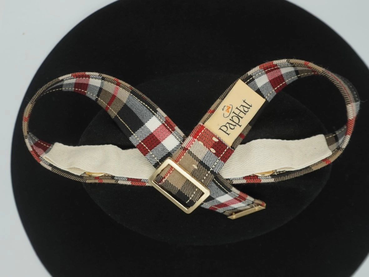 Ruban de chapeau PapHat "Hiver Glamour" tartan & strass, face cachée