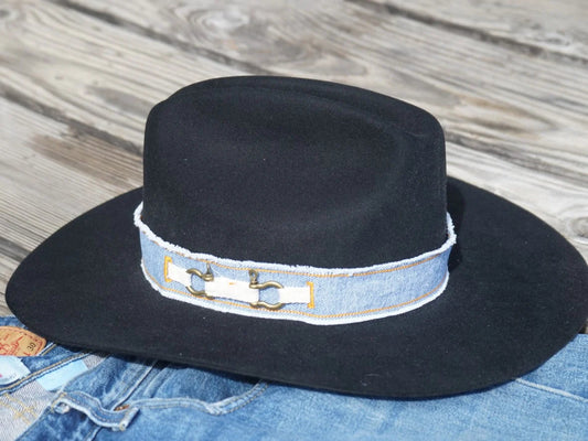 Ruban de chapeau PapHat inspiration nautique en jean recyclé sur stetson western