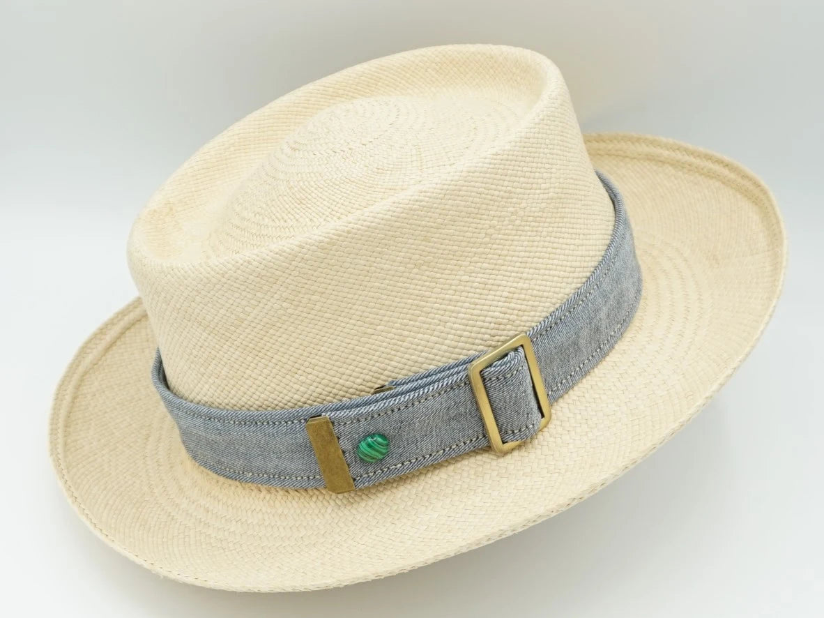 Ruban de chapeau PapHat "Jeans Recyclé", côté boucle