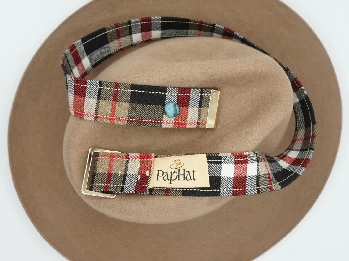 Ruban de chapeau PapHat Light "Hiver Ecossais" en tartan, détails