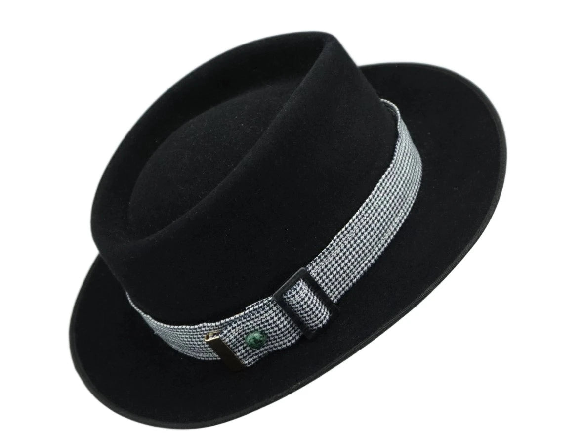 Ruban de chapeau PapHat Light "Simple & Chic" pied de poule sur un homburg