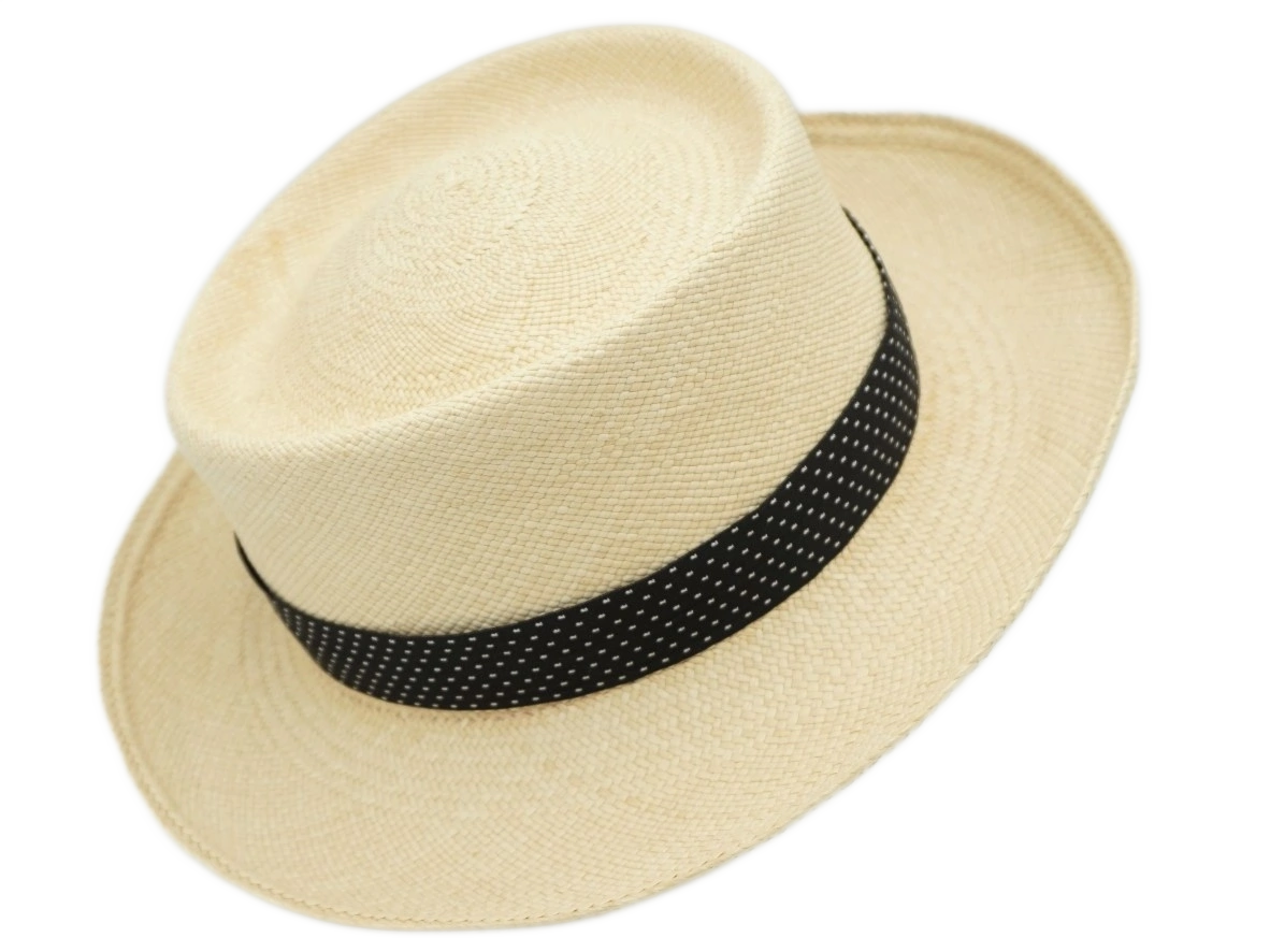 Ruban de chapeau PapHat Light "Simple & Classique" en soie noire sur un panama