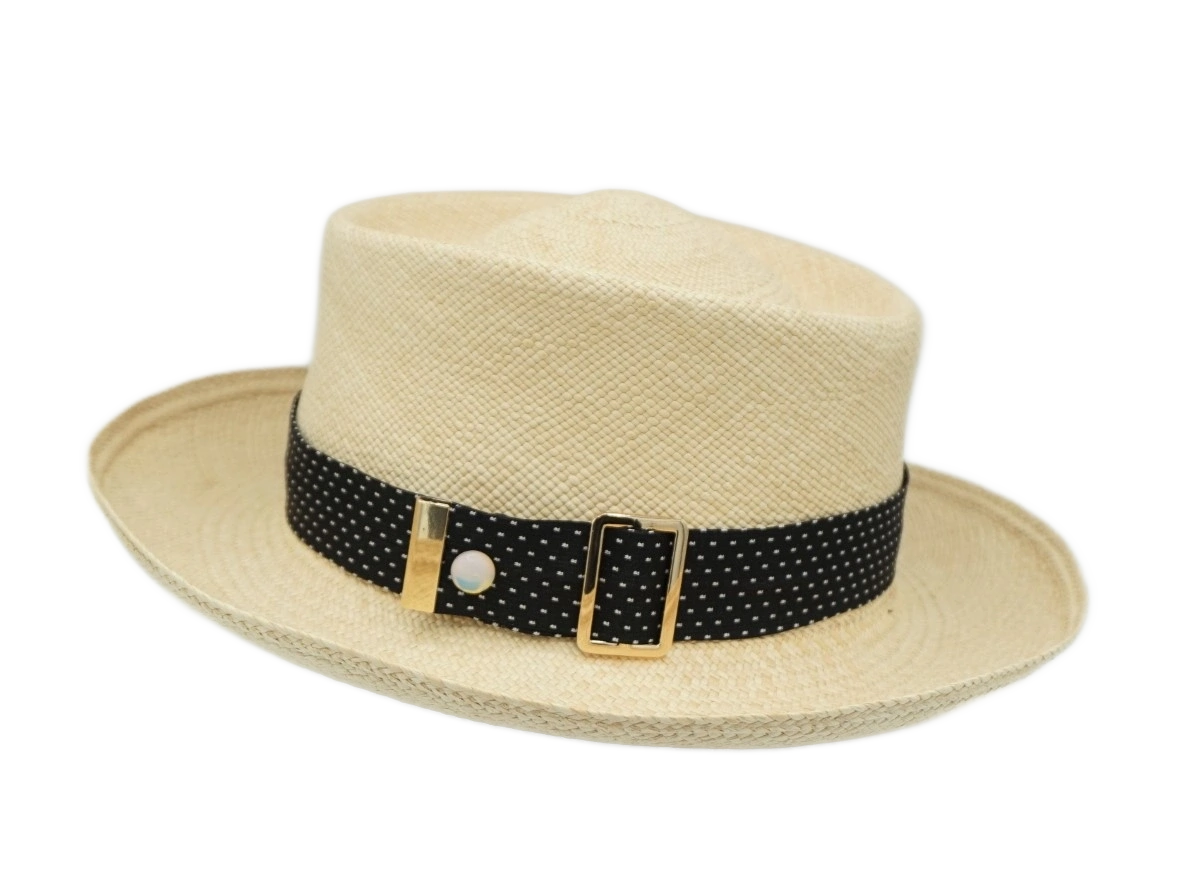 Ruban de chapeau PapHat Light "Simple & Classique" en soie noire sur un panama