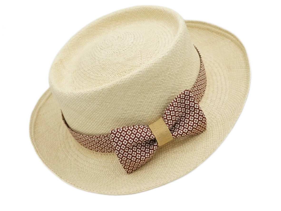 Ruban de chapeau PapHat "Smart & Simple" marron sur un panama